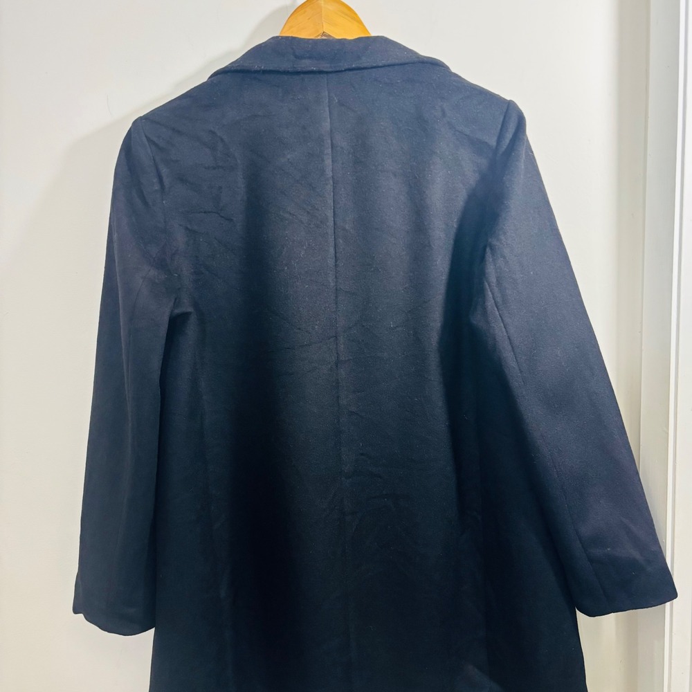 Lauren Ralph Lauren Wool Blend Mockneck Woman's Black Double Buckle Pea Coat 14 - Picture 7 of 11